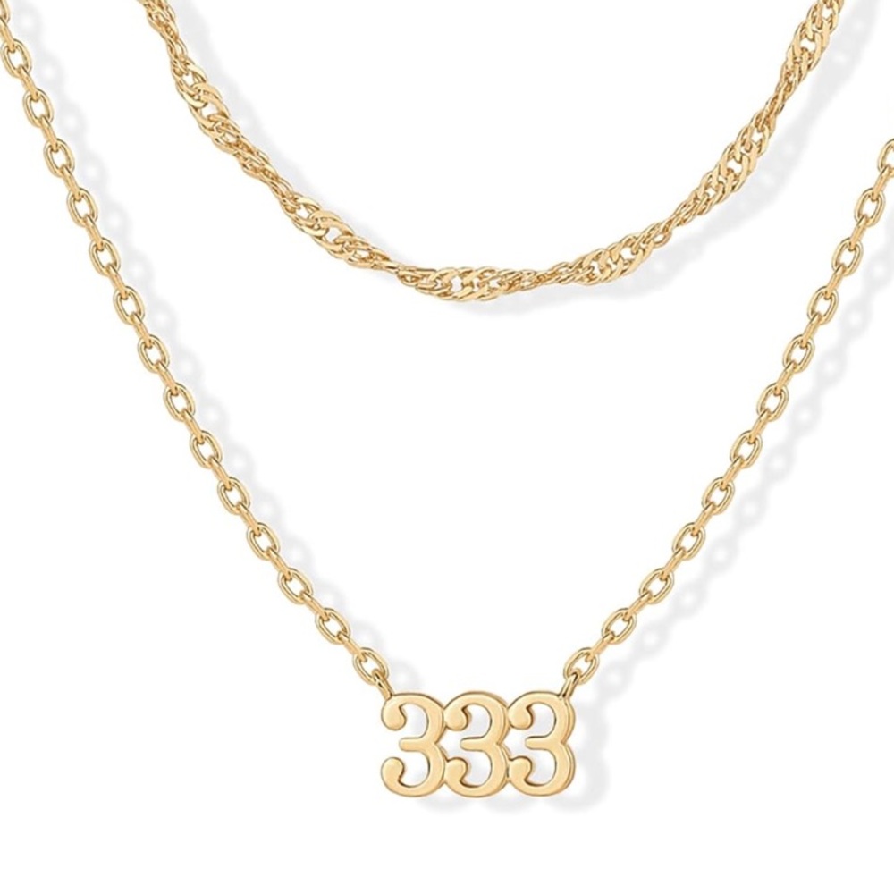 333 Elegant Gold Necklace with Number Pendant